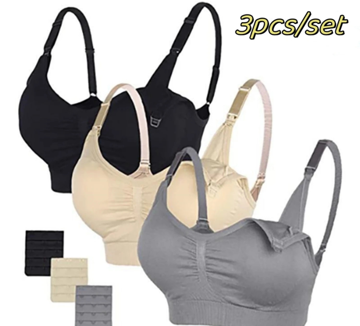 3pcsSet High Quality Maternity Nursing Bras Cotton Breastfeeding Pregnant Underwear Seamless Large Size Breathable Bra Push Up 250618