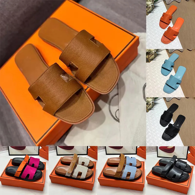 Designer Oran Sandals For Women Classic Chypre Low Flats Shoes Summer Beach Sandal Genuine Leather Slides Sliders Luxury Womens Slippers Flip Flops