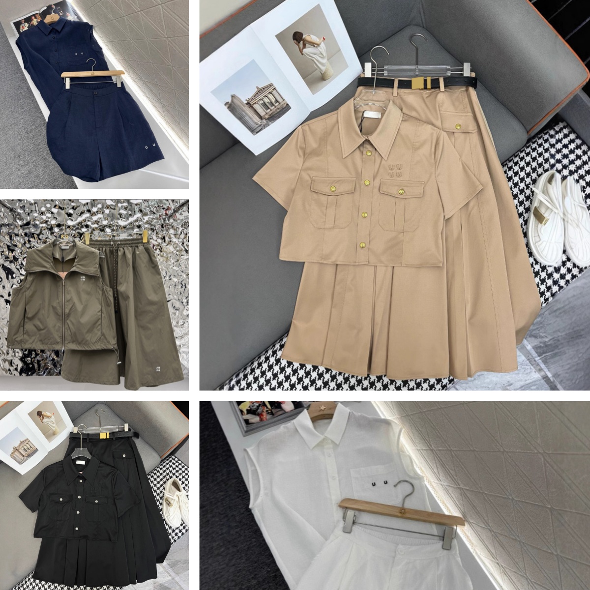 Summer Linen T Shirt Skirt Designer Shirts Tracksuits Street Style Cargo Dress Outfits Outdoor Luxury Brand Tops Uniform