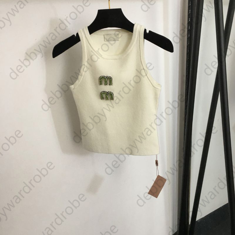 designer tank tank top designer shirts tops women designer MM rhinestone woman clothes knitted vest sleeveless camis t shirt women crop top womens t