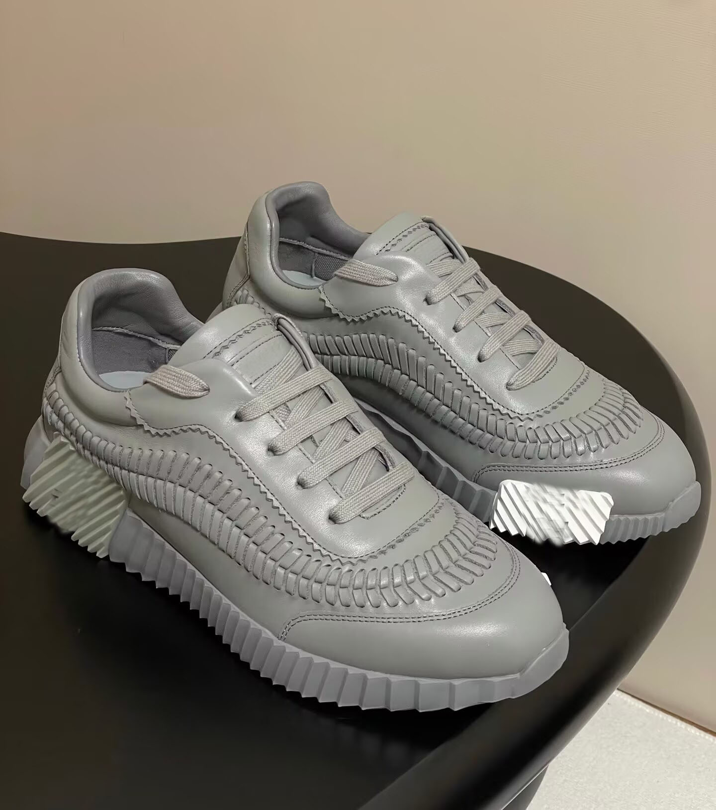 Luxury Brand Men Bouncing Sneaker Braided Calfskin Leather Technical Runner Sports Excellent Quality 1/1 Women Men Dress Party Casaul Walking EU35-4