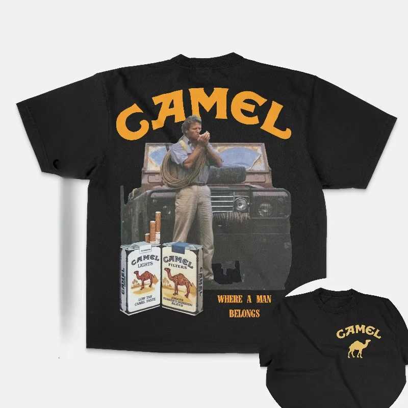 Clothing Harajuku Camel Cigarettes T-Shirt Vintage Cotton Ts Retro Car Short Slve Casual Strtwear Oversized Men Women H250618