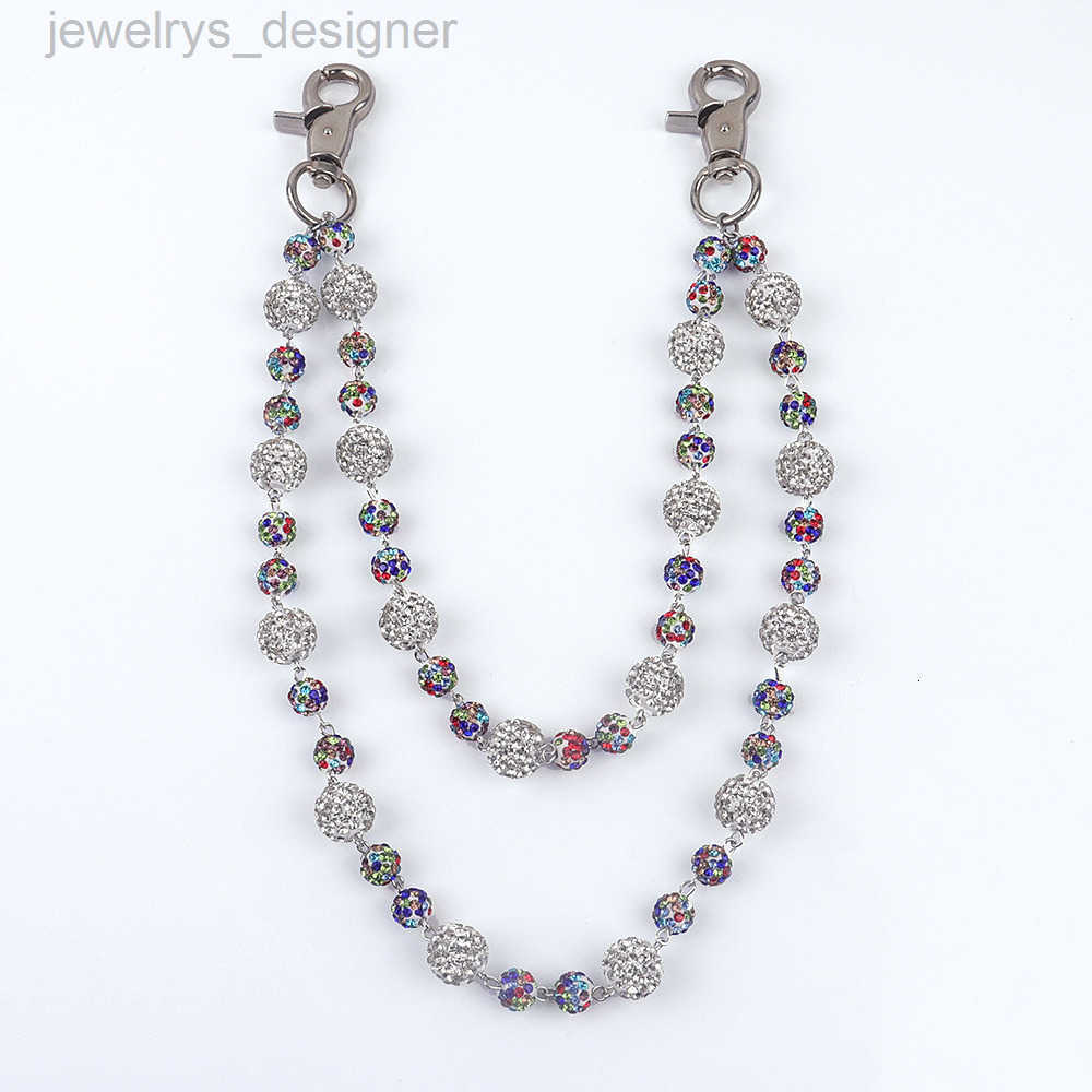 Designer keychains Popular mens and womens pants chains high-quality colored diamond beads prayer beads waist chains body chains handmade accessorie