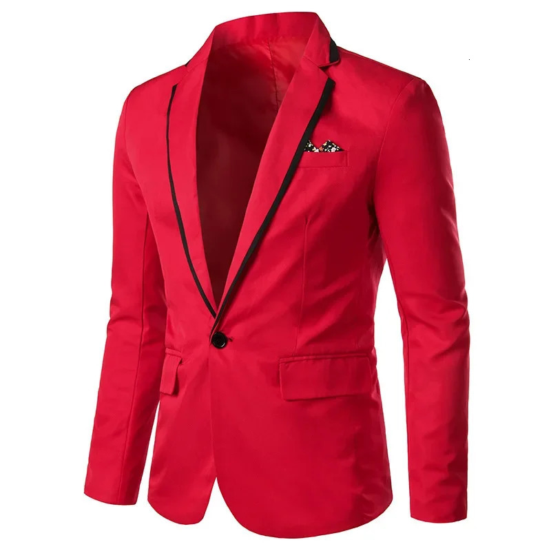 Cross-Border Color Block Single Suit Mens Casual Western-Style Long Sleeve Slimming Business Jacket Smooths Your Silhouett 250616