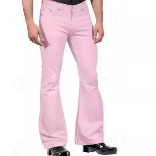2024 Mens Casual Vintage Bell-bottom Pants Fashionable Male Straight Leg Pants Loose Fit High Waist Elastic250616