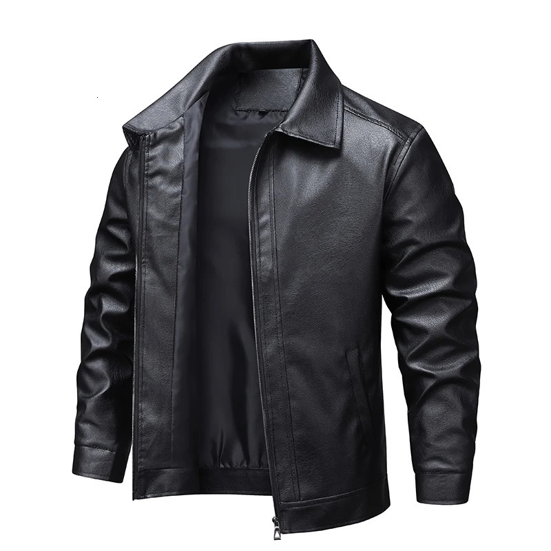 Cool Oversized Short Black Soft Pu Leather Jacket Men Zipper Vintage Turn Down Collar ClothesMen Spring Autumn Leather Jacket 250616