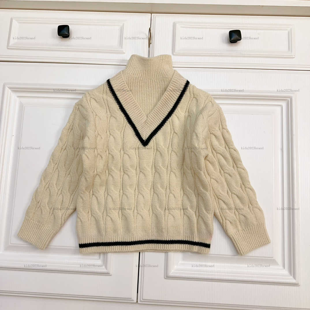 New designer kids sweater baby pullover child Knitwear Long sleeved striped polo shirt and V-neck knitted pullover A826X23N222-image-1013706665