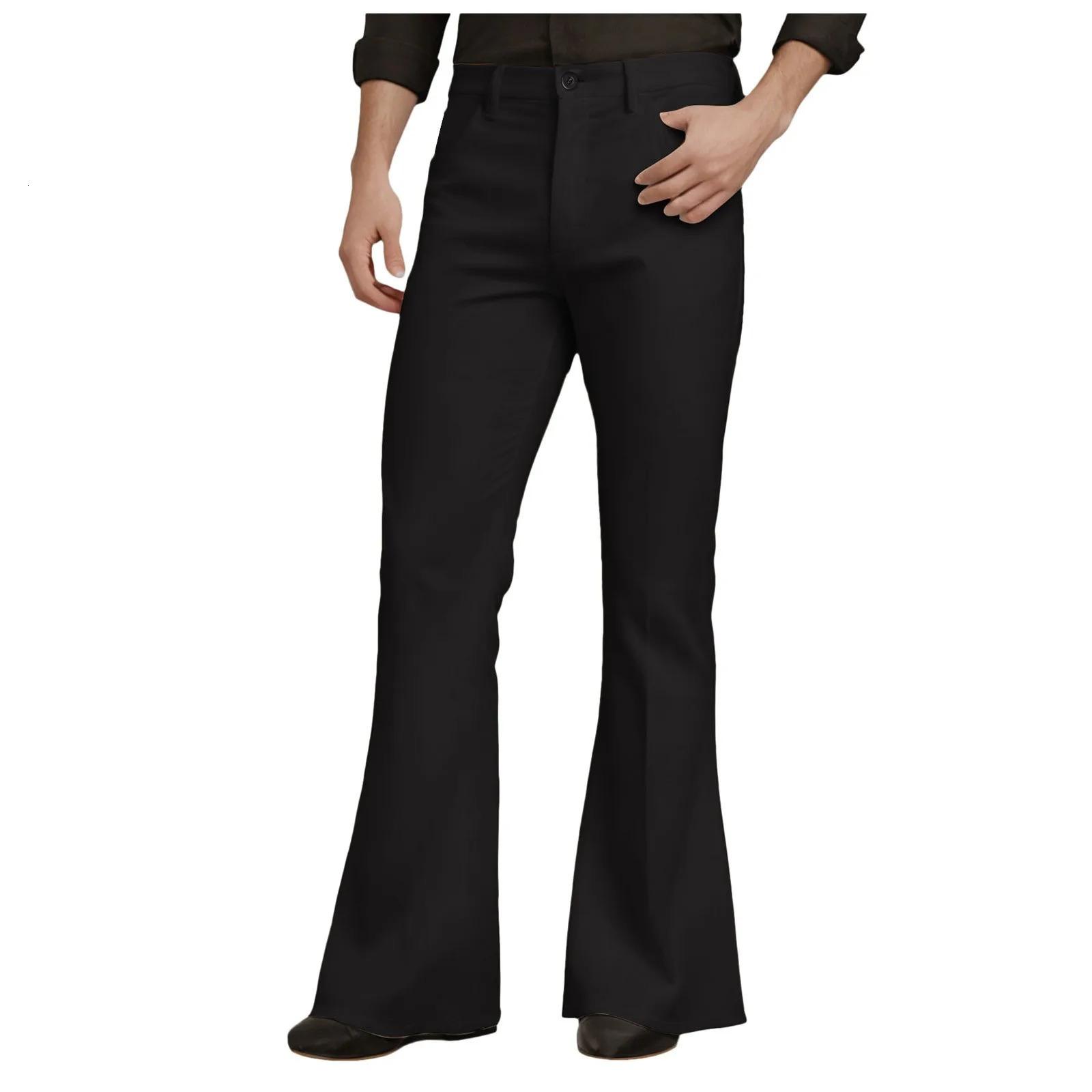 Mens Flare Pants Solid Slim Fit Long Pants Outdoor High Waist Zipper Button Casual Pants Trousers 2024 Autumn High Street Wear250616
