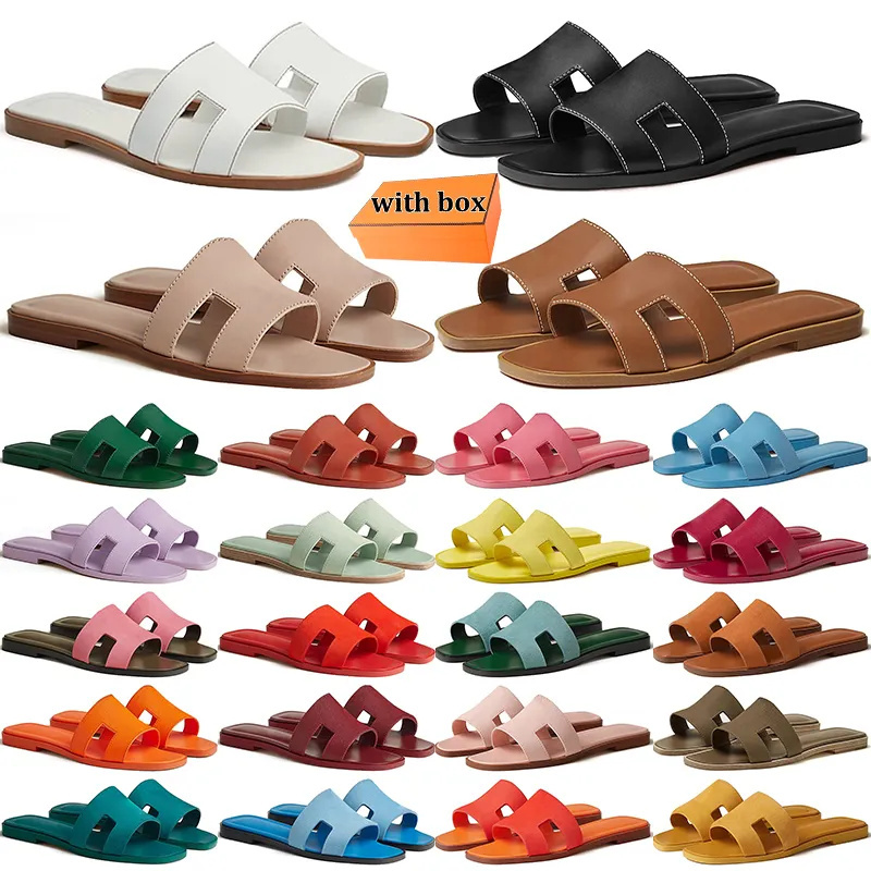 Designer Oran Sandals For Women Classic Chypre Low Flat Slides Summer Beach Sandal Genuine Leather Sliders Free Shipping Shoes Luxury Womens Slipper