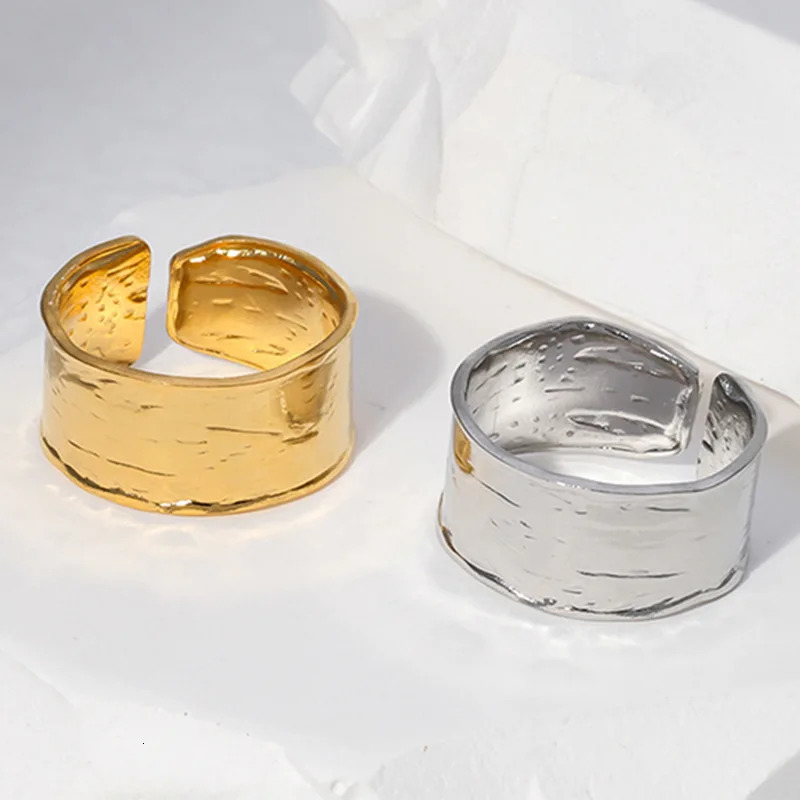 20pcs/lot Stainless Steel Gold Silver Color Geometric Wide Open Adjustable Ring for Women Men Fashion Jewelry Gift Wholesale 250612