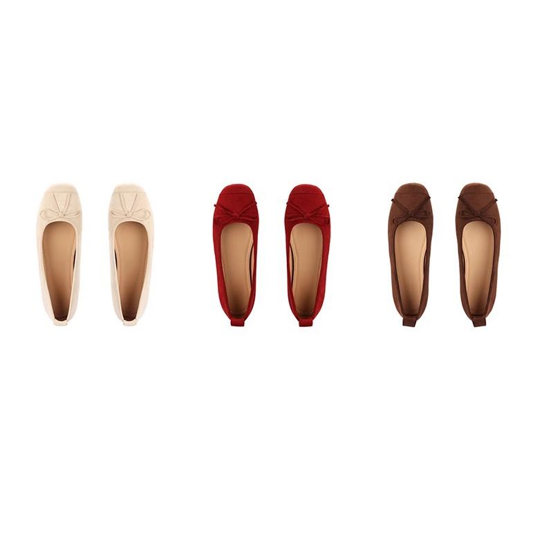 Stylish Designer All Season Soft Suede Mary Jane Shoes Ballet Fashion Bowknot Decor Round Square Toe Low Cut Party Design Flats shoes