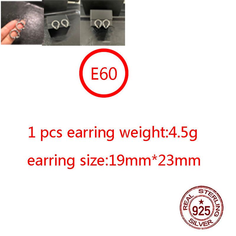 E60 S925 Sterling Silver Earrings Fashion Personalized Punk Style Circle Conical Letter Shape Gift for Lovers new