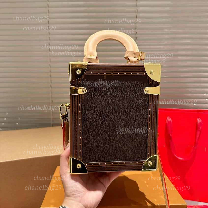 Evening Bags Shoulder Bags Classic Trunk Bag Valisette Jewelry Hard Box Tote Bag Handbags Old Flower Genuine LeatherDesigner Women Storage Crossbody