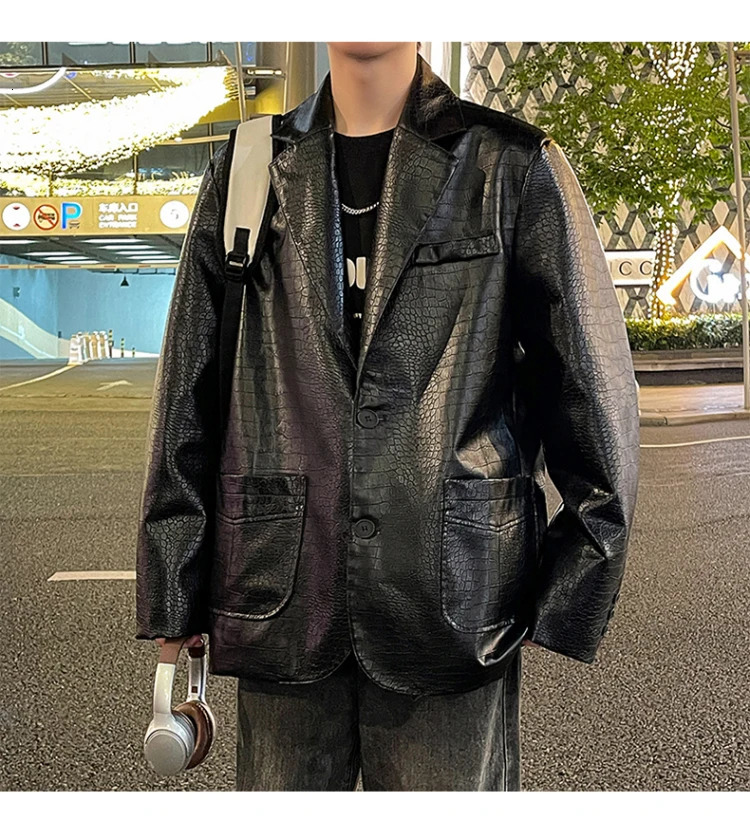 Motorcycle Bike Leather Jackets Trend Male Retro Leather Jacket Loose Men Solid Color Zipper Biker Coats Casual Vintage Clothes 250616