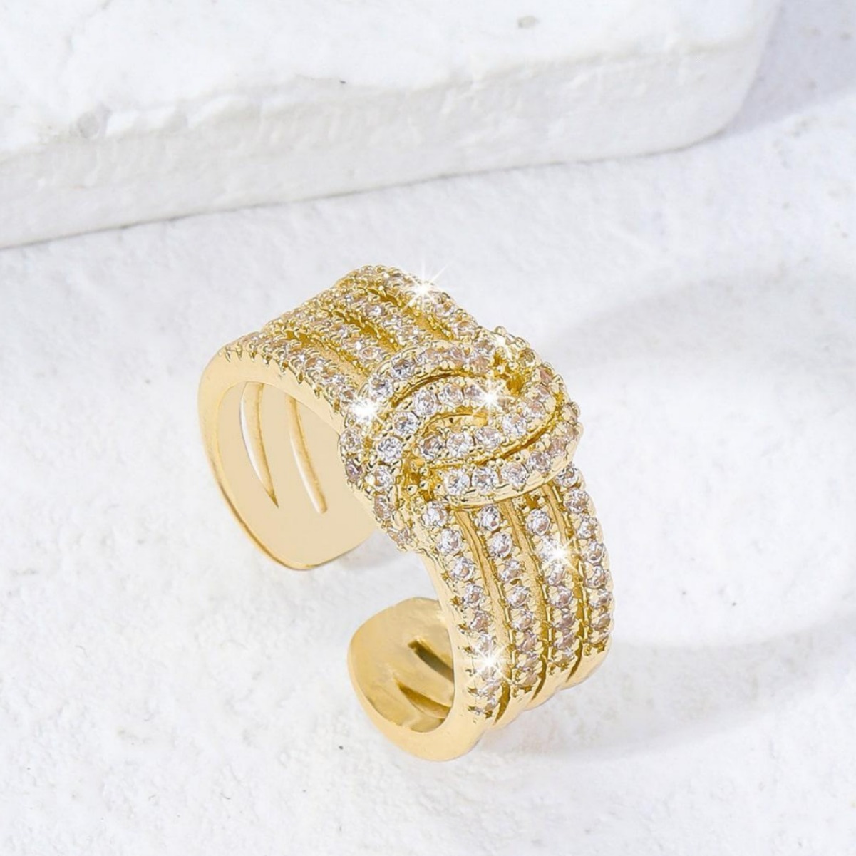 Hip Hop Fashion for Women Full Diamond Personality Adjustable Open Zircon Inlaid Simple Band Tail Wrap Versatile Ring