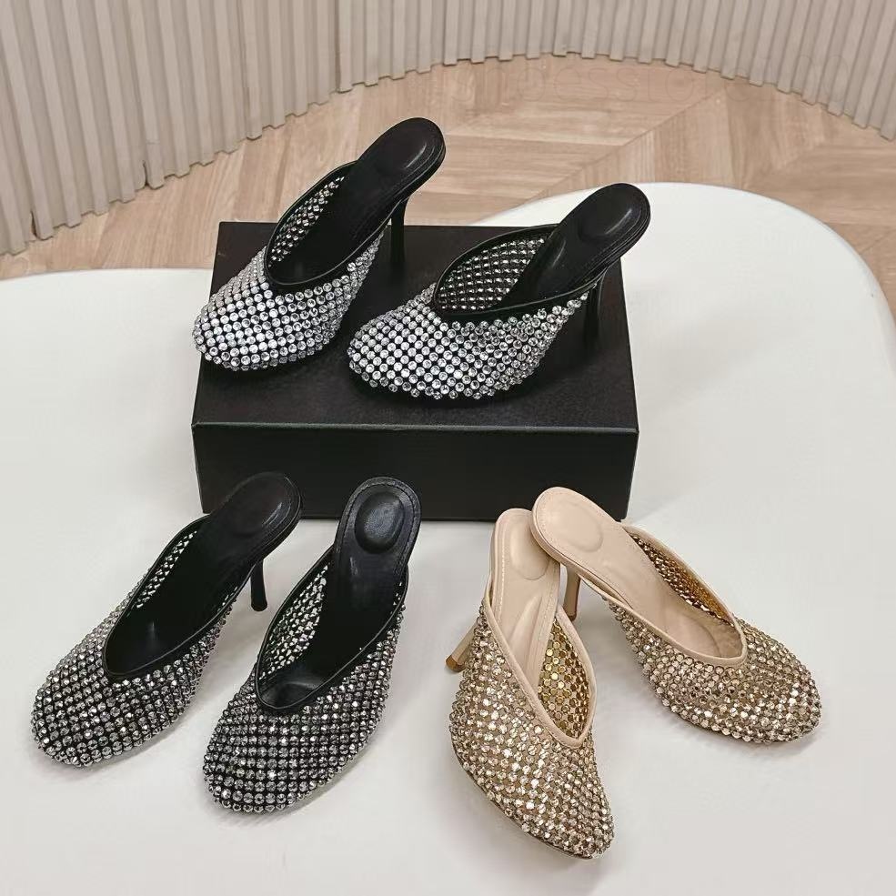 Top quality mules slippers sandal Letter Patent leather stiletto High heels open toes Women's slides Kitten heels Luxury designer sandals for w