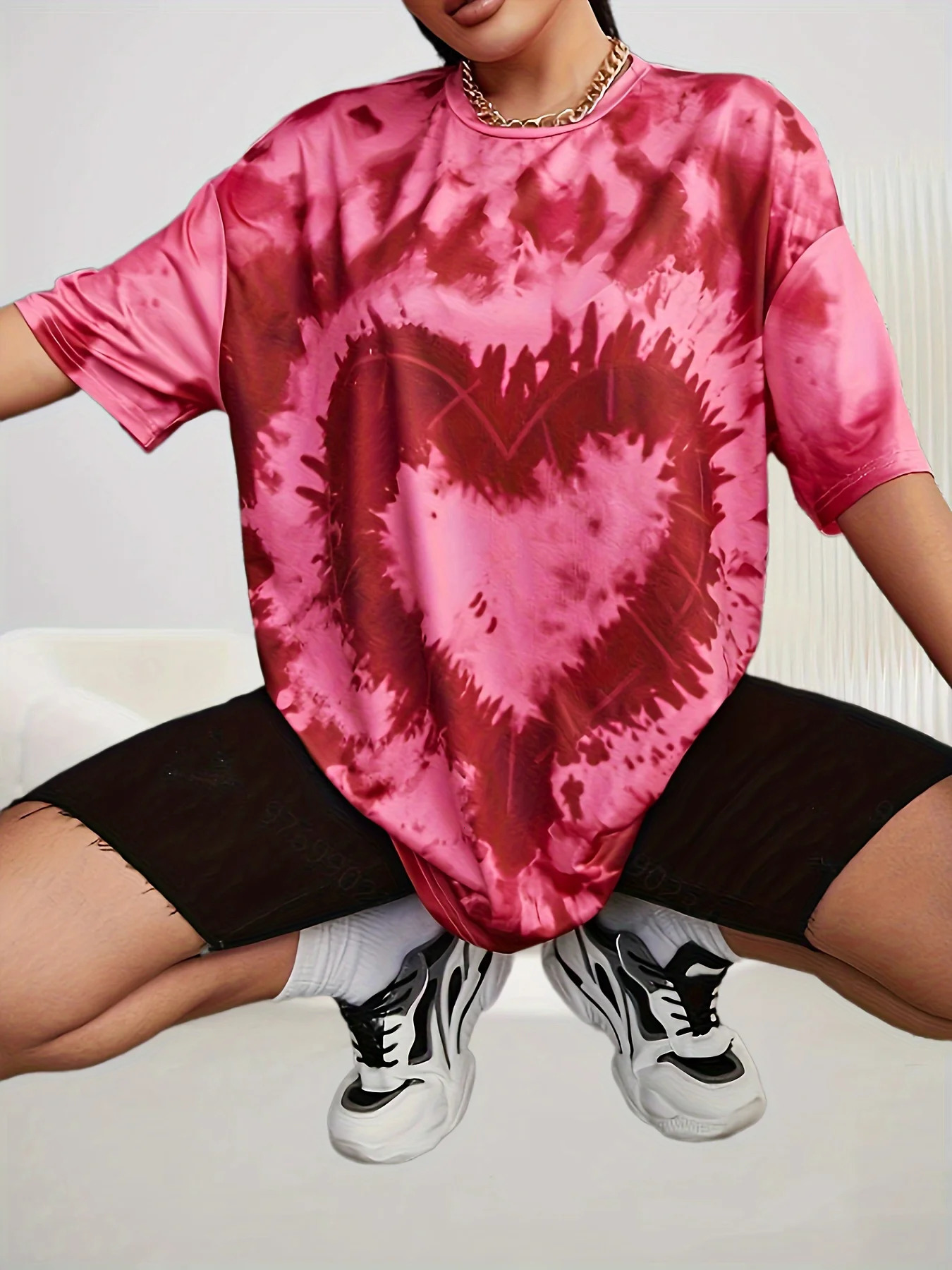 Love Print Cute T-shirt Summer Women Casual Streetwear T Shirts Harajuku Round Neck Woman Tees Tops Fashion Oversized Clothing 250616