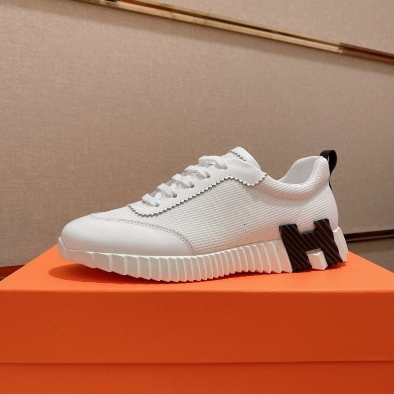 high quality Designer sports shoes H Brand Genuine Leather Casual Sneakers Daily Black Adhesive Front Lace Low-top Men's Shoes