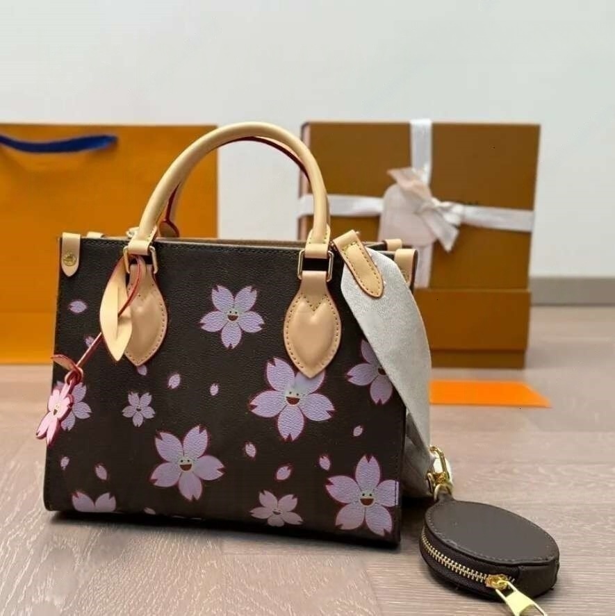 Womens Designer Bag Cherry Blossom Papillon Leather Crossbody Shoulder Bags Small Shopping Canvas Hobo Fashion Beach Bags Luxury High Quality M14174