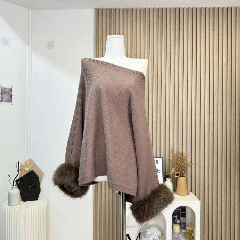 Women's Brown Sleeve Top Hairy Removable Off-shoulder Simple Korean Fall And Winter Warm Gentle 2000s New Sweater