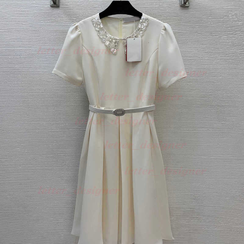 luxury Designer women's dresses mirror quality 2025 Summer New Fashionable High-End Petite Slimming Tummy-Hiding Elegant Waist-Cinching Youthfu