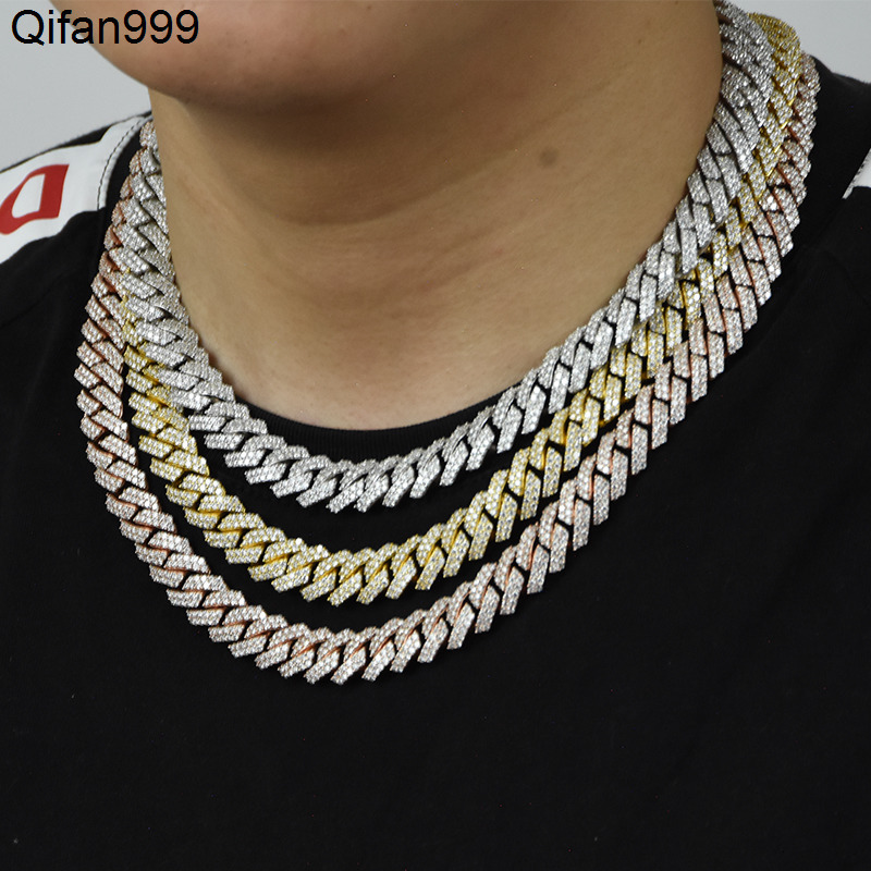 High Quality HIPHOP Mans Chain 925 Sterling Silver Moissanite Cuban Chain VVS Diamond Moissanite Necklace Jewelry