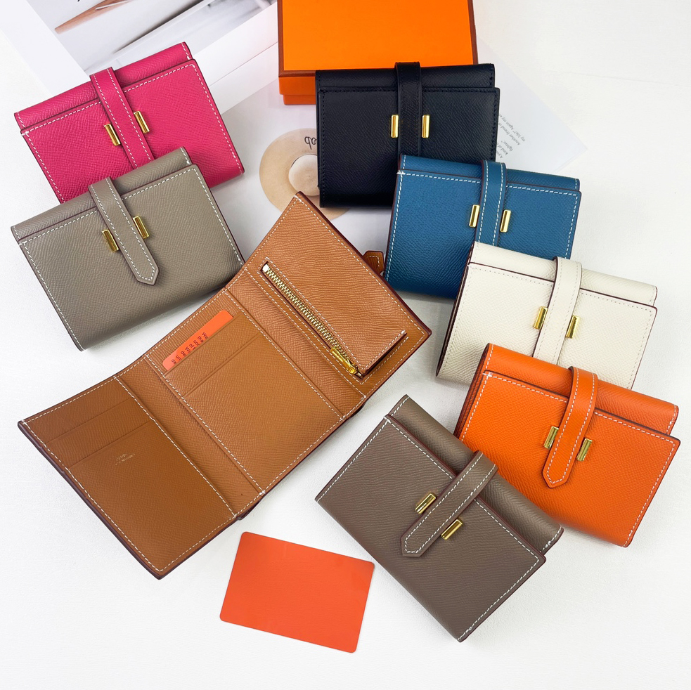 Women's Luxury Trifold Wallet Orange Designer Wallet Card Clip Wallet 10a Genuine Leather Fashion Clutch ID Credit Card Multifunctional Fashion