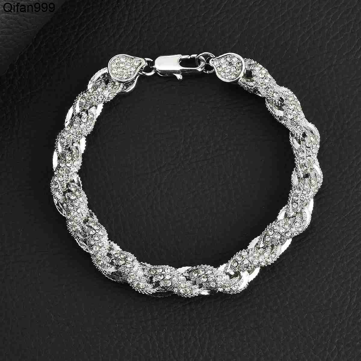Hip Hop Mens Bracelet New Fashion 10mm Gold Silver Alloy Diamond Twist Multiple Specifications Fashion Chain Link Bracelets
