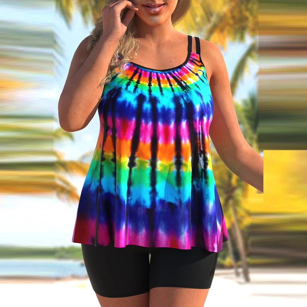 3XL 4XL 5XL Plus Size Two Piece Women Swimsuit for 2024 Summer Korean Fashion Vacation Beach Swimming Suit High waist Beachwear 250609