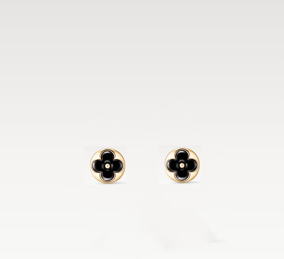 With BOX Luxury Designer Stud Earrings Black Round Flower 18K Gold Plated Fashion Brand Earrings Studs For Party Christmas Jewelry Gifts