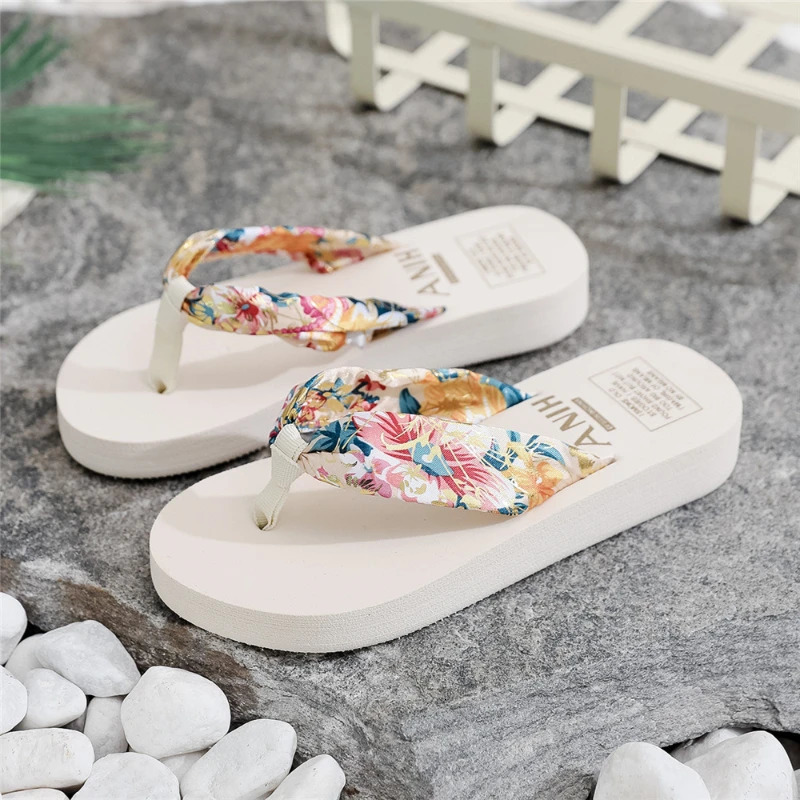Summer flip flops for women bohemian silk and satin strap casual lame heel beach womens slippers ethnic style slippers 250613