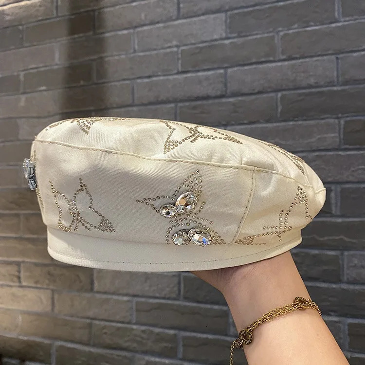 Beret Womens Butterfly Rhinestone High-End Sense Bud Hat Spring And Summer Korean Versatile Painter Hat Sun Hat 250618