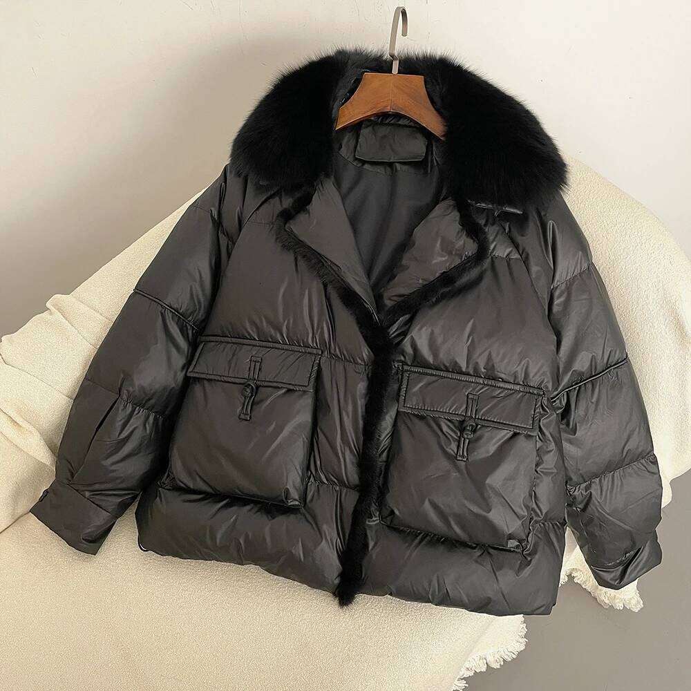 Down Jacket women Fashion Autumn Winter Real Mink Fur Coat Natural White Duck puffer jacket Feather Outerwear Loose