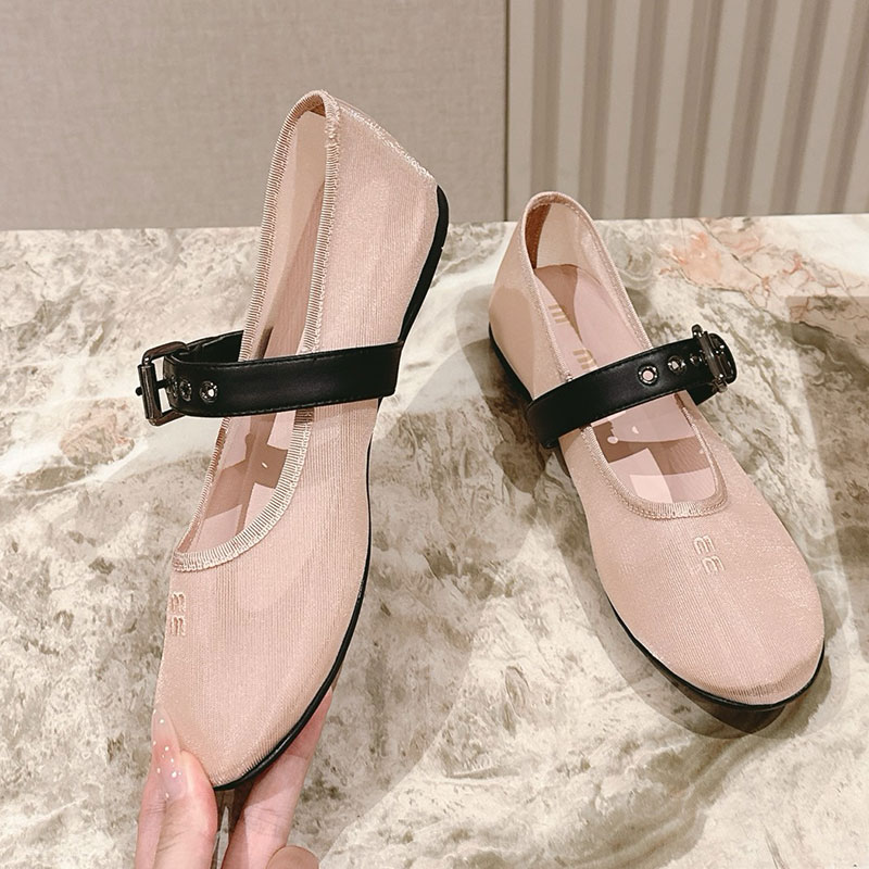 Women pink mesh ballet shoes Luxury Designer sports board shoes design toe embroidery letters classic Lady flat shoes retro Miss breathable casual s