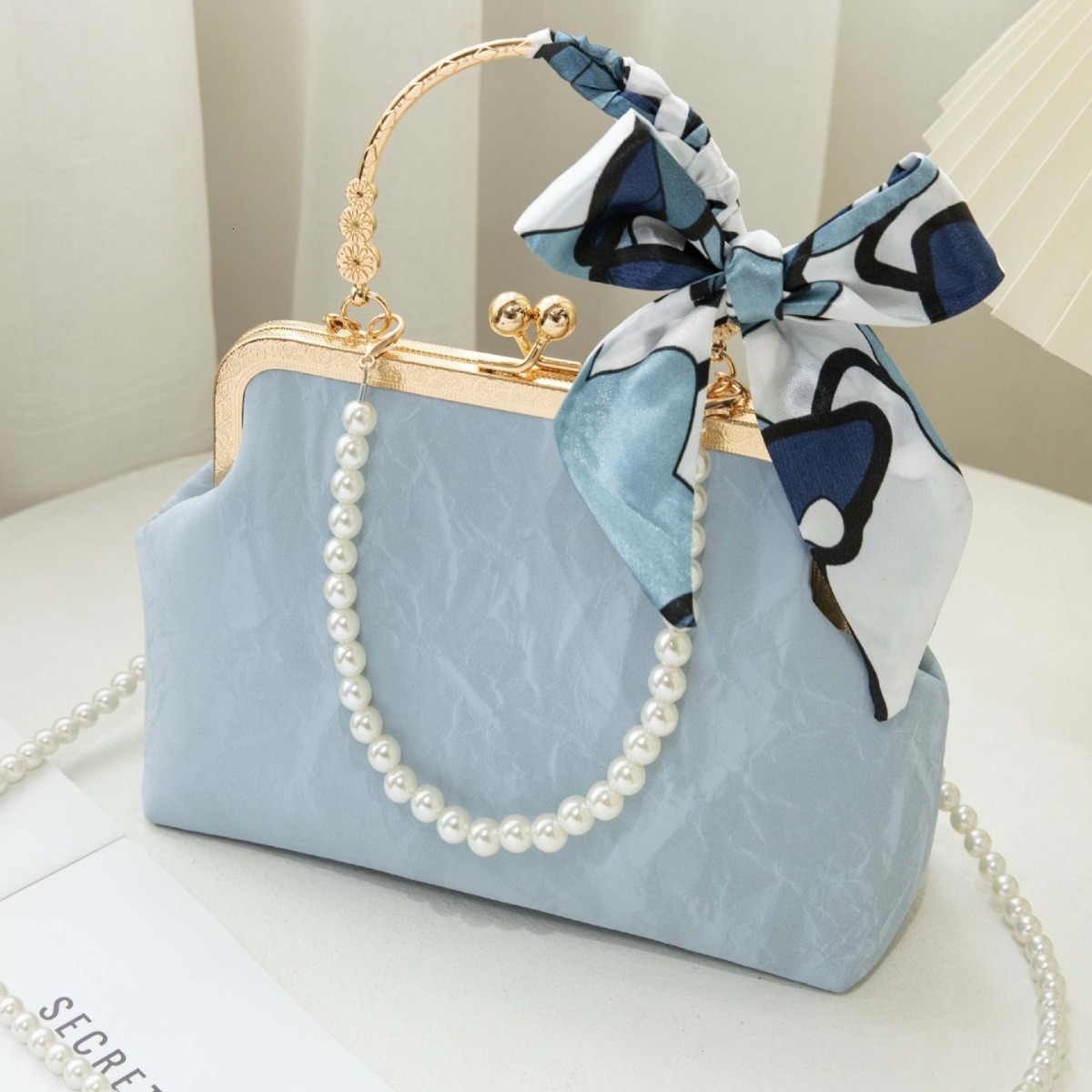 Free shipping designer Bag New Chinese Style Shell Small Square Bag 2025 New Women Bag Single Shoulder Crossbody Pearl Bag Elegant Hanfu Versatile E