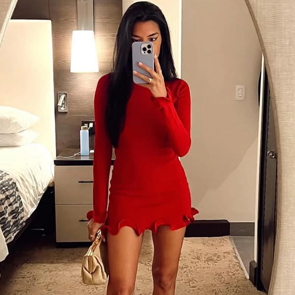 Talenza Knitted Contrast Slim Fit Mini Dress Womens Autumn Knitted Sweater Dress Fashionable Long Sleeve Knitted Mini Dress250616