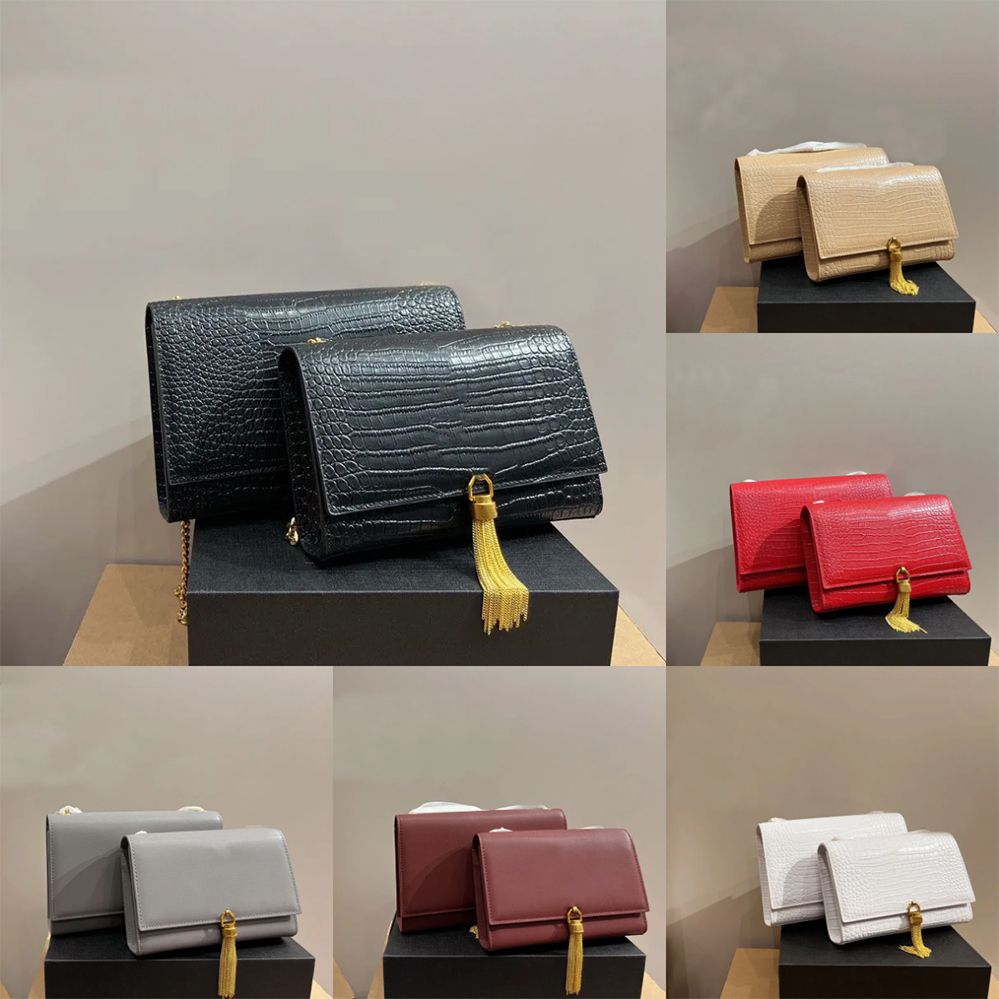 Designer lady's fringed decorative chain leather bag Laurent kate Tassel Bag Shoulder Bag crossbody bag Evening Bags Envelope bag Size24cm 20cm