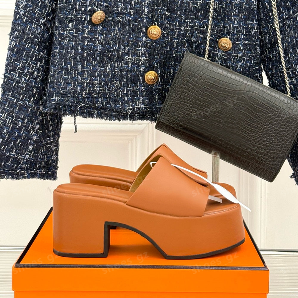 designer Wedge Slippers sandals Platform Open Toes genuine leather Slip Luxury Designer sandal Outdoor Recreation Flat bottom slippers 35-42-image-951260616