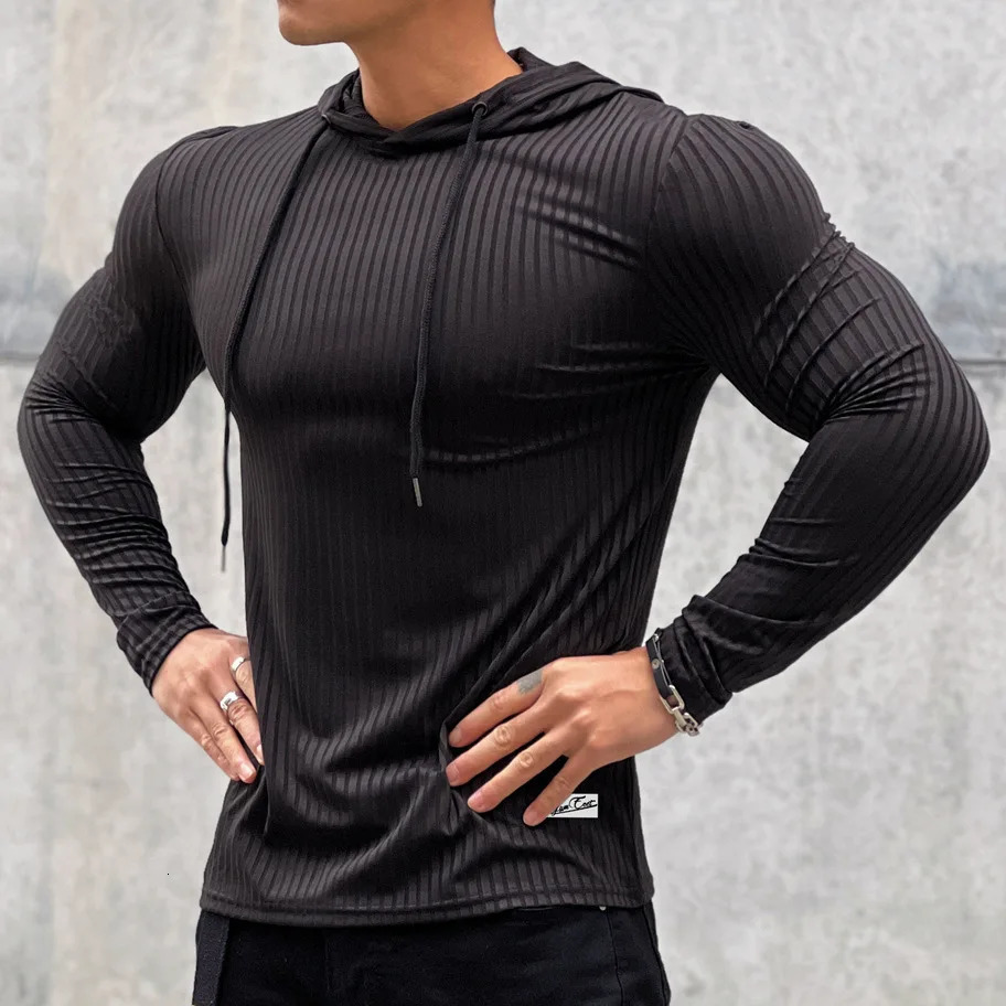Gym Fitness T-shirt Men Casual Long Sleeve Skinny Shirt Male Bodybuilding Tees Tops Running Sports Quick Dry Training Clothing 250618