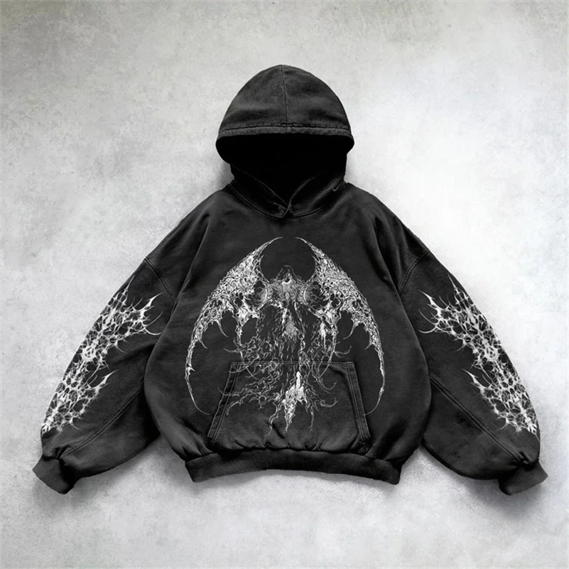 Heavy Washed Man Hoodie Sweatshirt Y2k Gothic Clothes Retro Streetwear Pattern Women Pullover Casual Fashion for Men Harajuku 250618