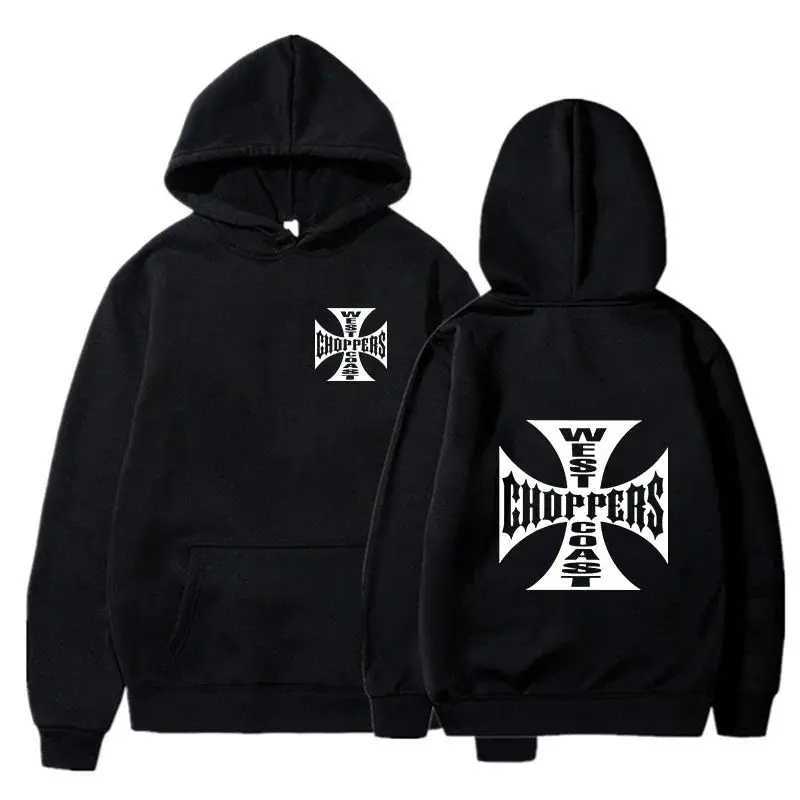 Mens and Womens Cotton Sweatshirts Plus Flce West Coast Choppers Iron Cross Hoodie Autumn Winter Strt Casual Wear H250618