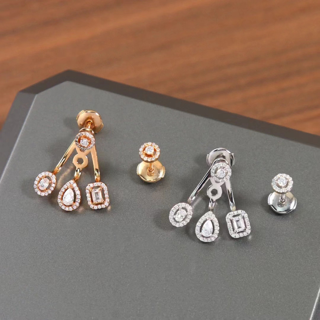 Luxury geometry drop round circle designer earrings stud for women silver rose gold full diamond square hollow fashion charm earring earings ear rin