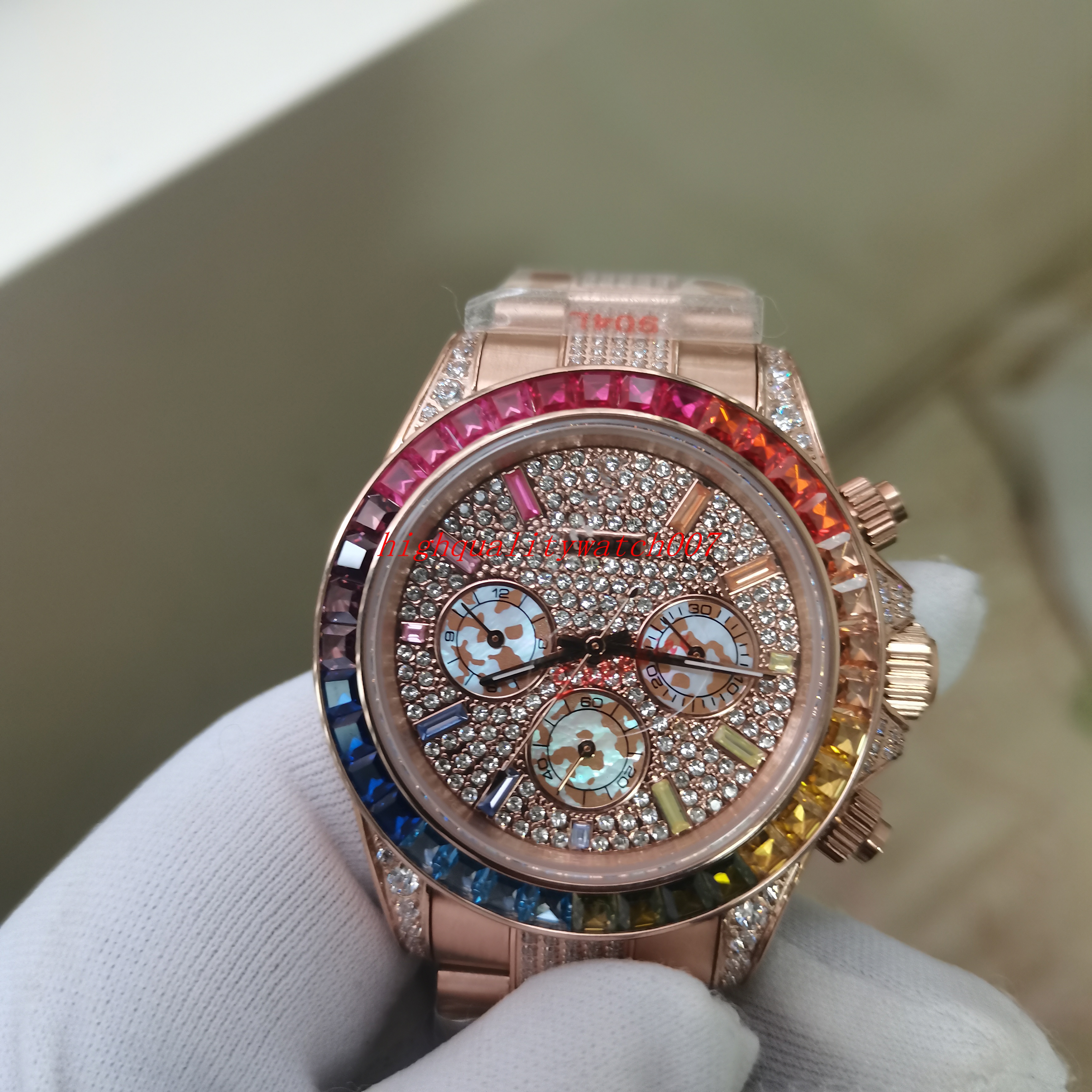 Top vente Excellente Montre 18K Or Rose Cadran Noir 40mm 116500 Automatique MécaniqueMontre Montres Bracelet En Cuir Bandes Montres Hommes