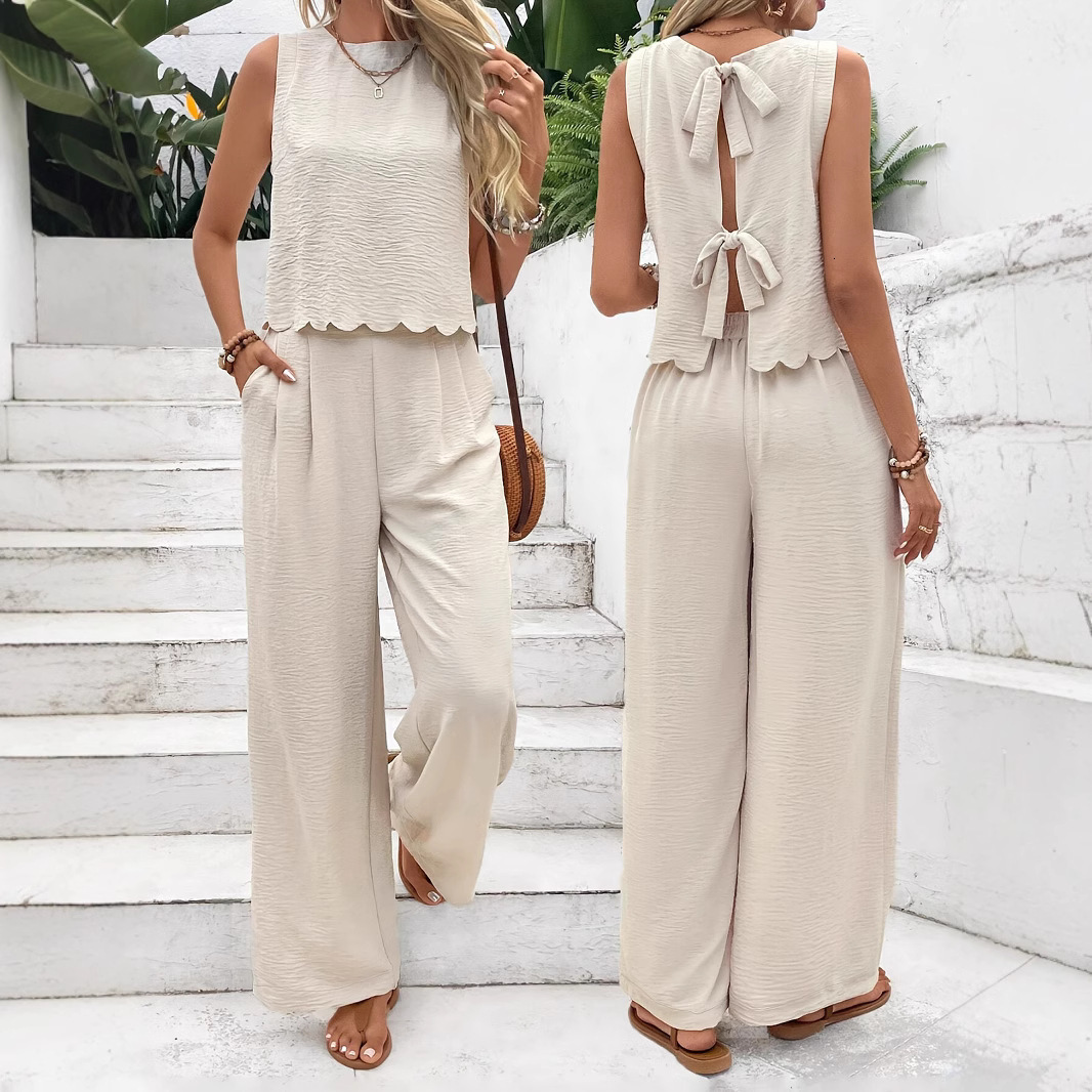 Womens Summer Outfit 2025 Fashion Sleeveless Vest Casual Long Pants Set New Style