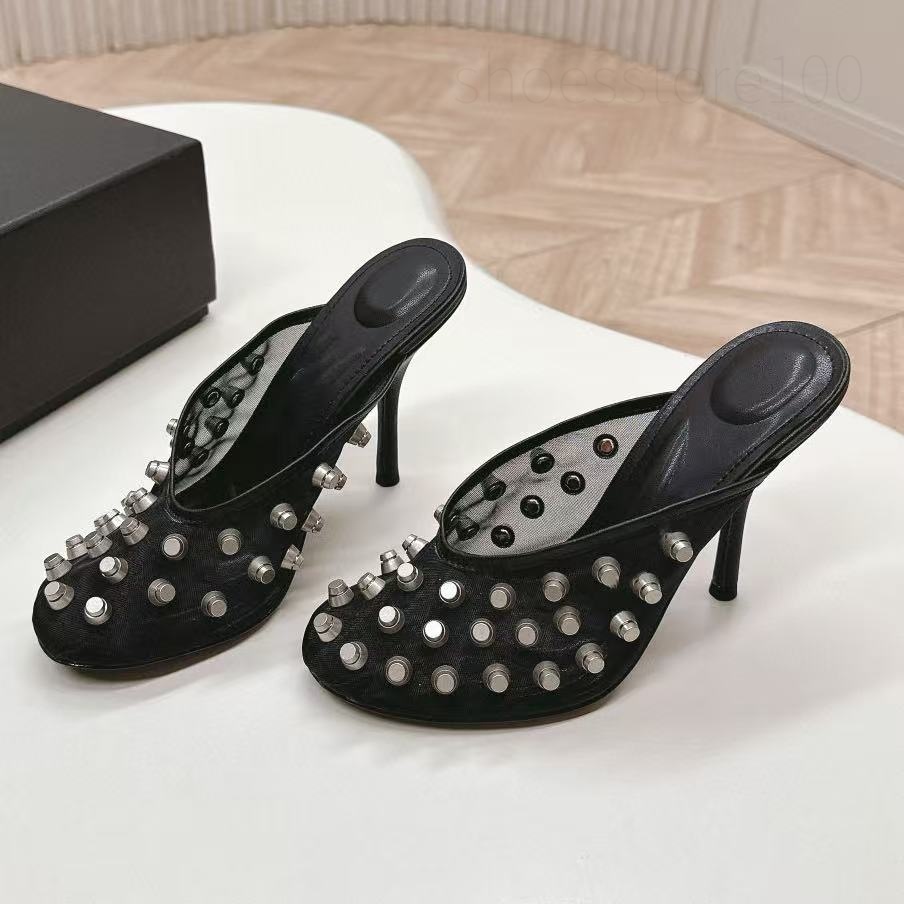 Top quality mules slippers sandal Letter Patent leather stiletto High heels open toes Women's slides Kitten heels Luxury designer sandals women