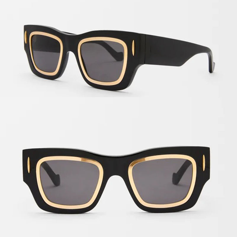 Men New Cinema Frame Sunglasses Acetate Gold Finish Metal Double Frame Construction Modern Style Women Fashionable Wear Casual Sunglasses LW40168-image-902450041