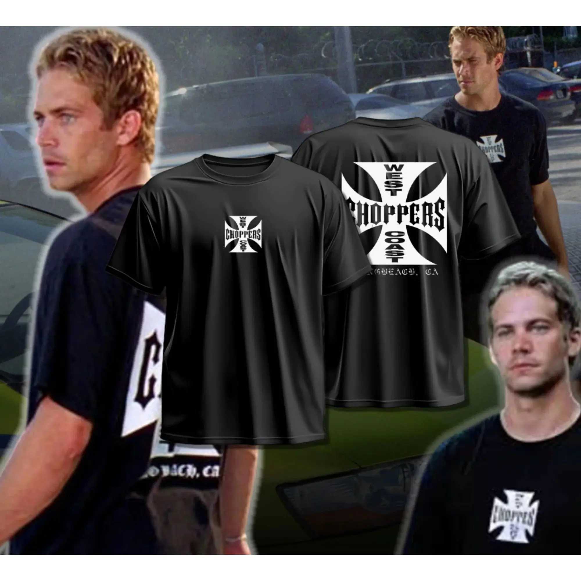 West Coast Choppers Cross Frame Print Tshirt Male Hip Hop Strtwear Oversized T-shirts Fashion Ts Mens Flce Short Slve H250618