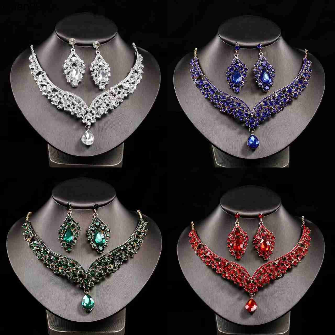 European and American Bridal Set Jewelry Wedding Exaggerate Crystal Earrings Necklace Jewelry Womens Bridal Set Jewelry Wedding