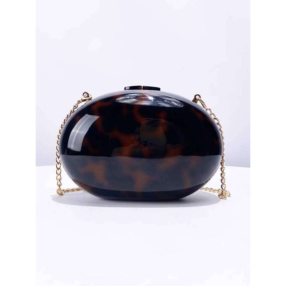 Oval Amber Evening New Fashion Trend Acrylic High Quality Texture Chain Shoulder Crossbody Bag