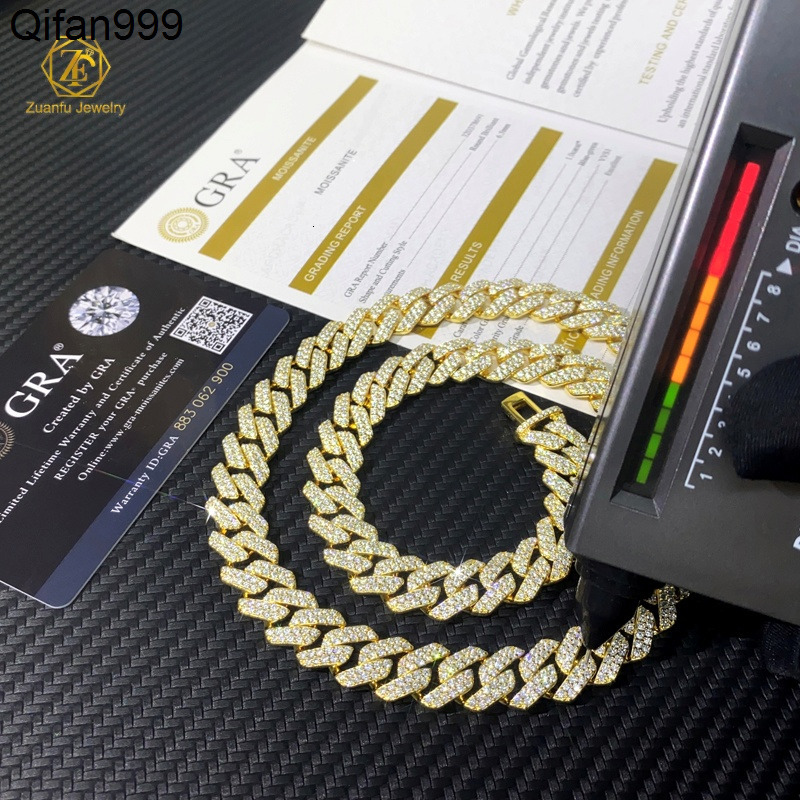 925 Sterling Silver Moissanite Cuban Chain Factory Price Bling Hip Hop Jewelry Iced Out Vvs Moissanite Cuban Link Chain